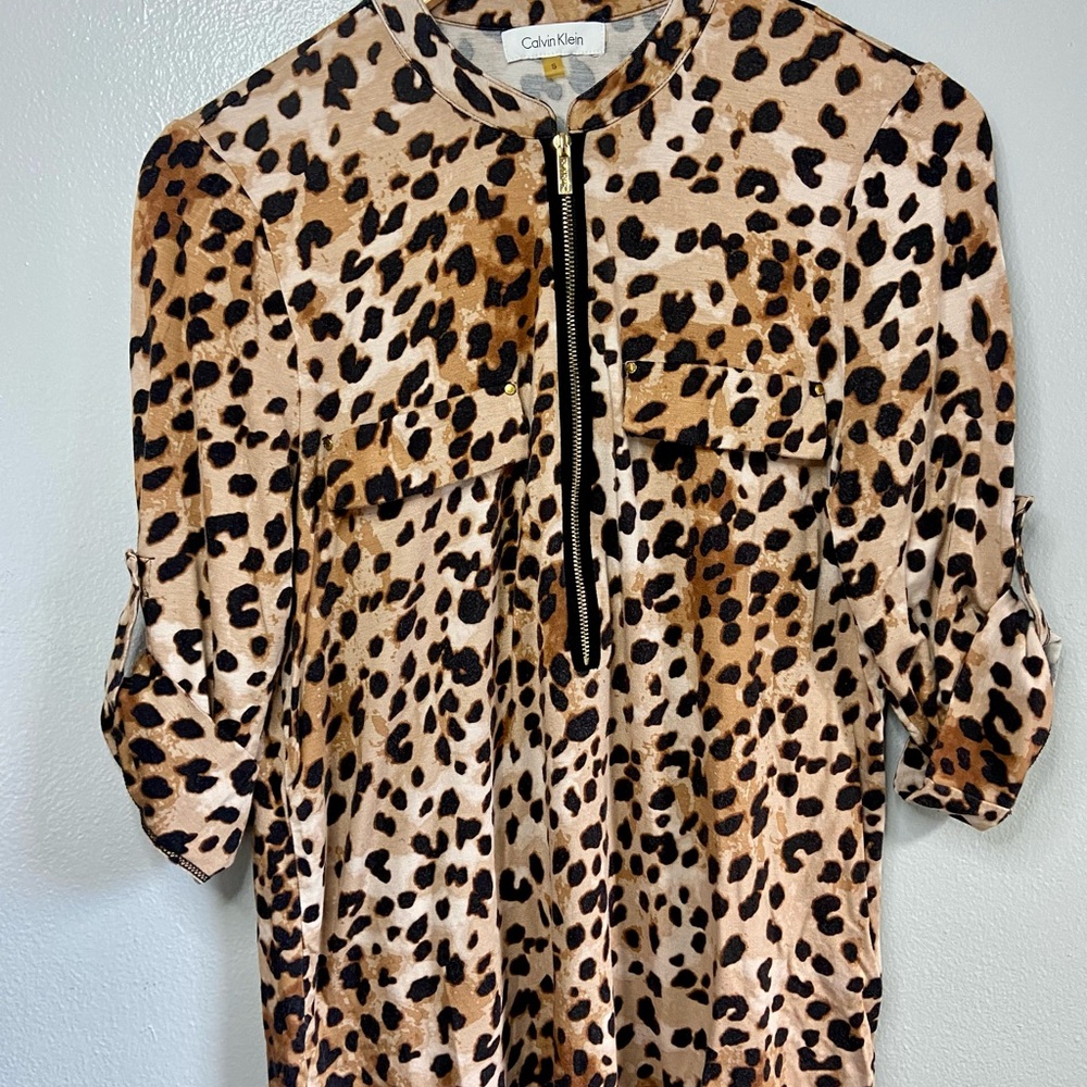 Calvin Klein Animal Print Blouse - Brown and Black